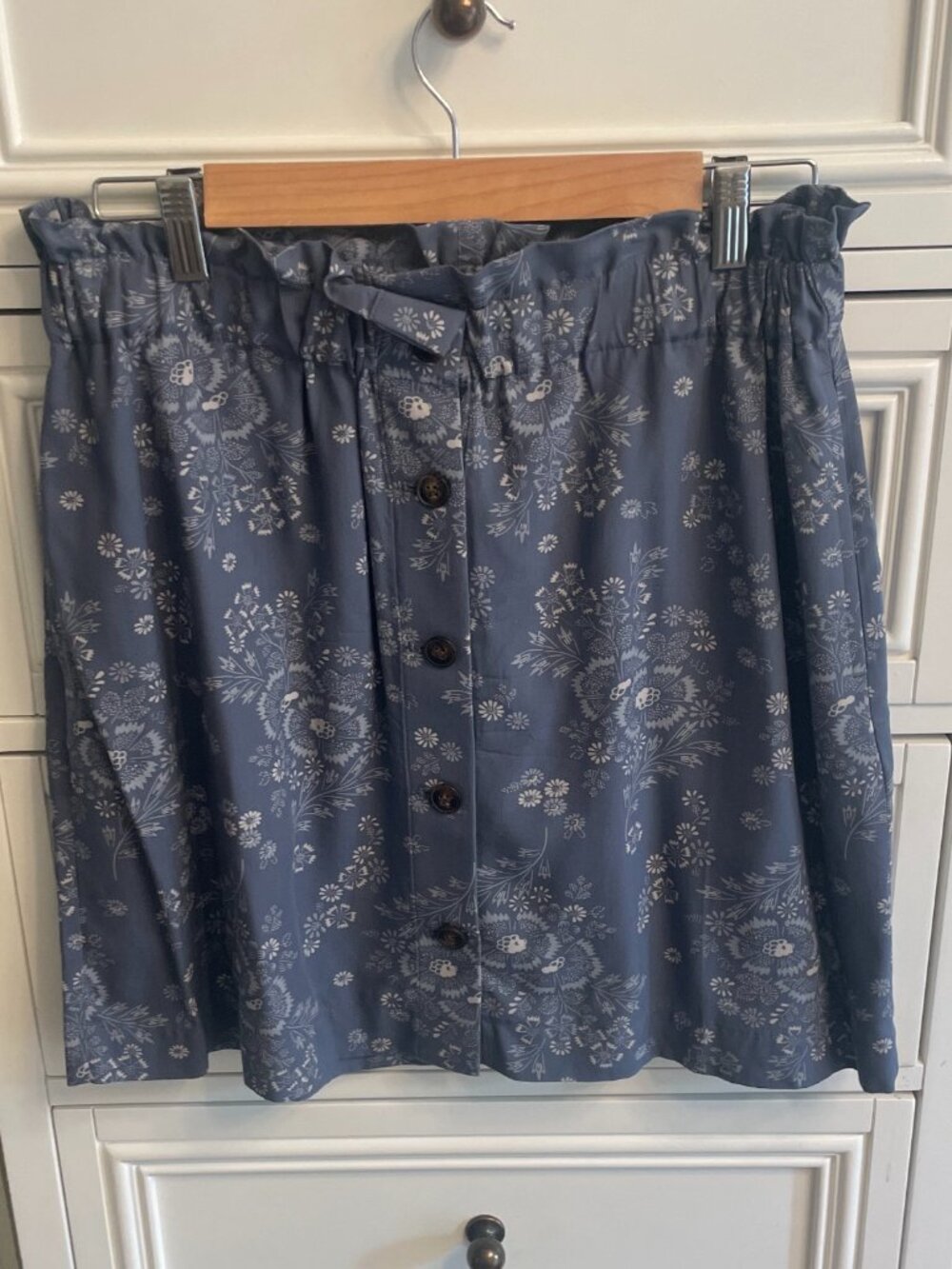 Madewell Blue Floral Button Front Midi Skirt Women's Medium